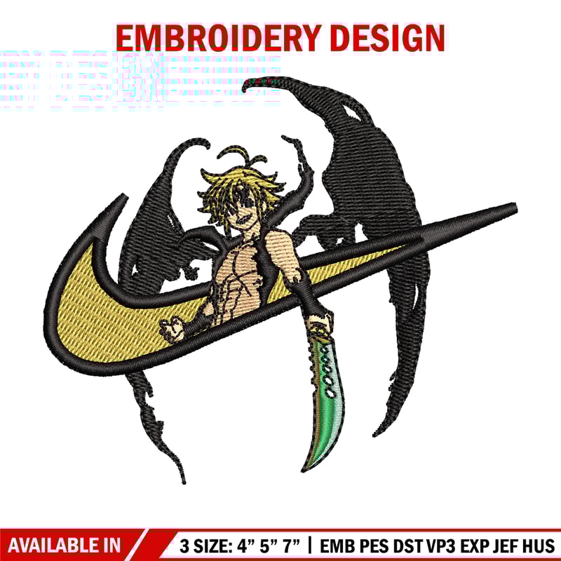 Meliodas Nike embroidery design, Nanatsu no Taizai embroidery, Nike design, anime design, anime shirt, Digital download.jpg