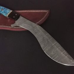 custom handmade Damascus steel kukri knife resin handle with sheath gift for him groomsmen gift wedding anniversary gift