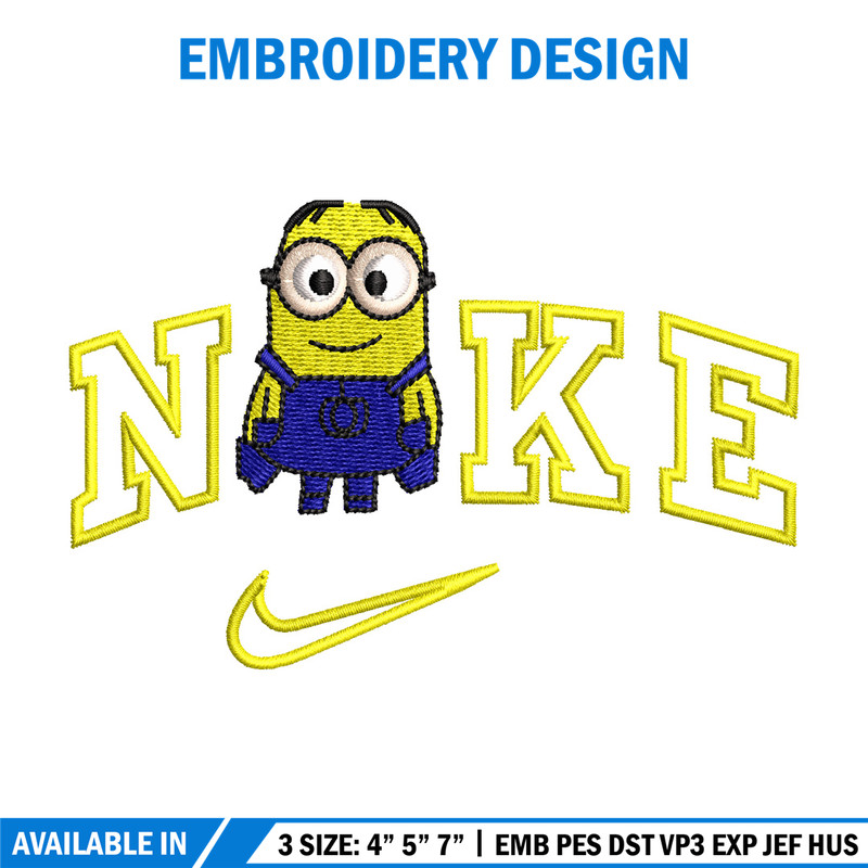 Minion x nike embroidery design, Minion embroidery, Embroidery file, Embroidery shirt, Nike design, Digital download.jpg