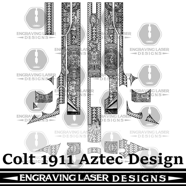 Gun Aztec Vector Engraving Laser Designs Colt 1911 Aztec Design - Inspire Uplift