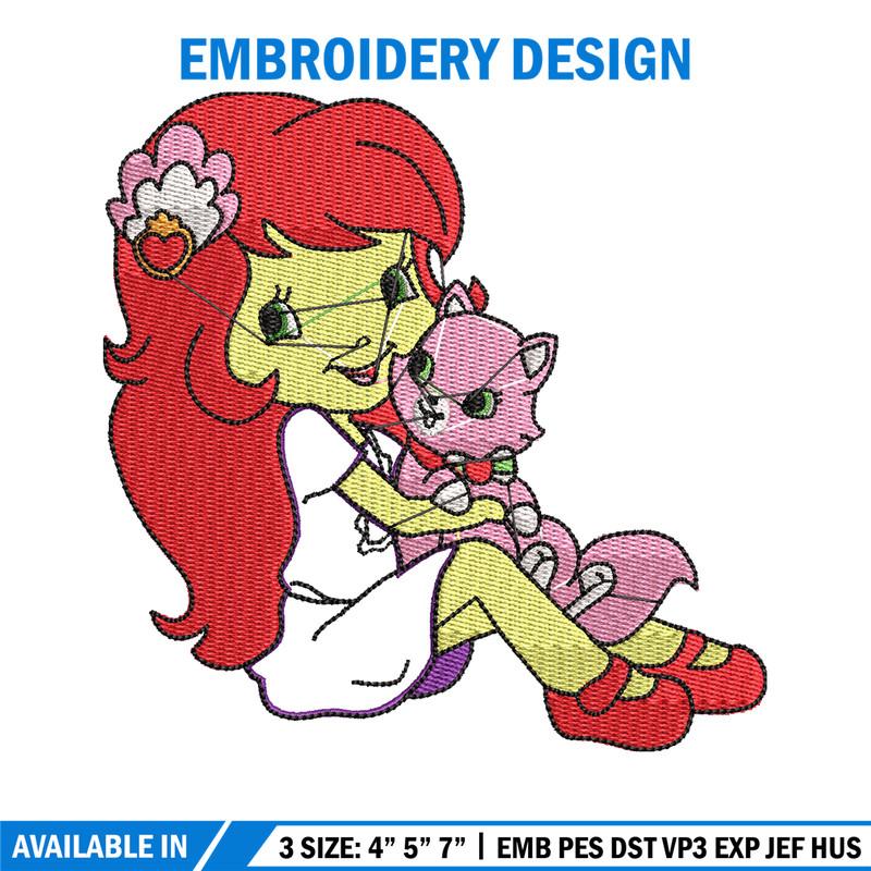 Morangunho gato aplique embroidery design, cartoon embroidery, Embroidery file, Nike design, Instant download.jpg