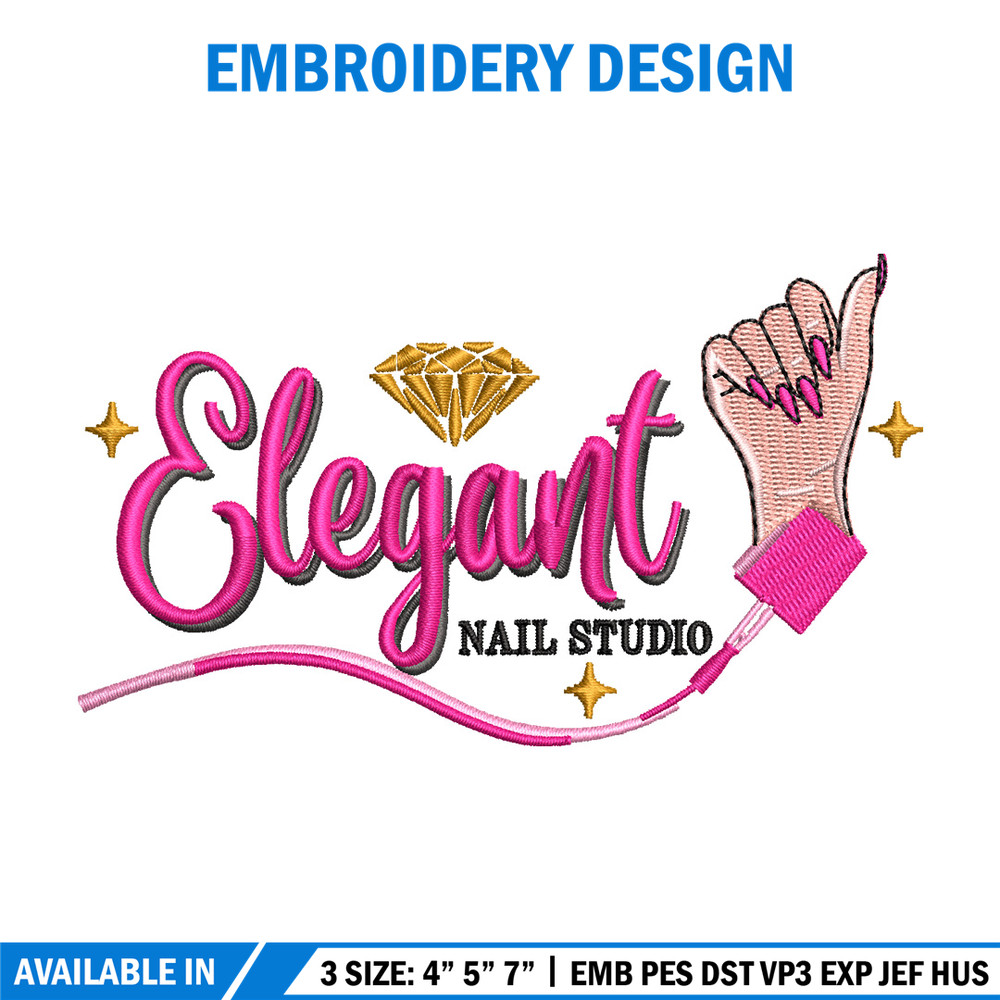 Nail studio embroidery design, Logo embroidery, Embroidery file, Embroidery shirt, Emb design, Digital download.jpg