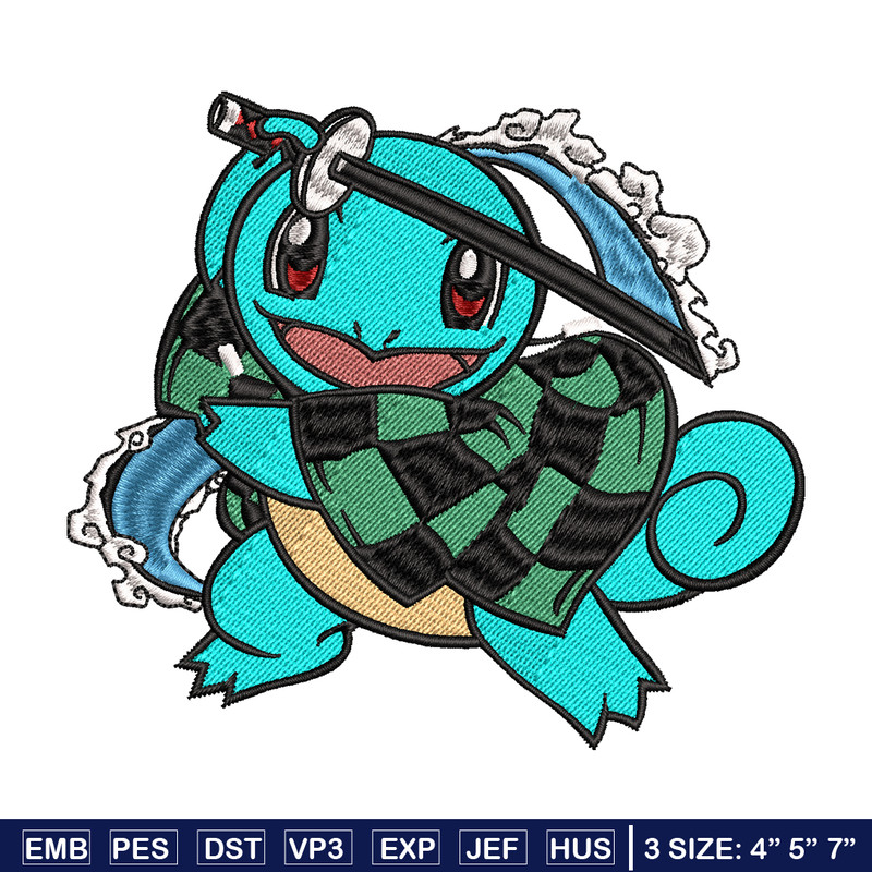 Squirtle Tanjiro embroidery design, Pokemon embroidery, embroidery file, anime design, anime shirt, Digital download.jpg