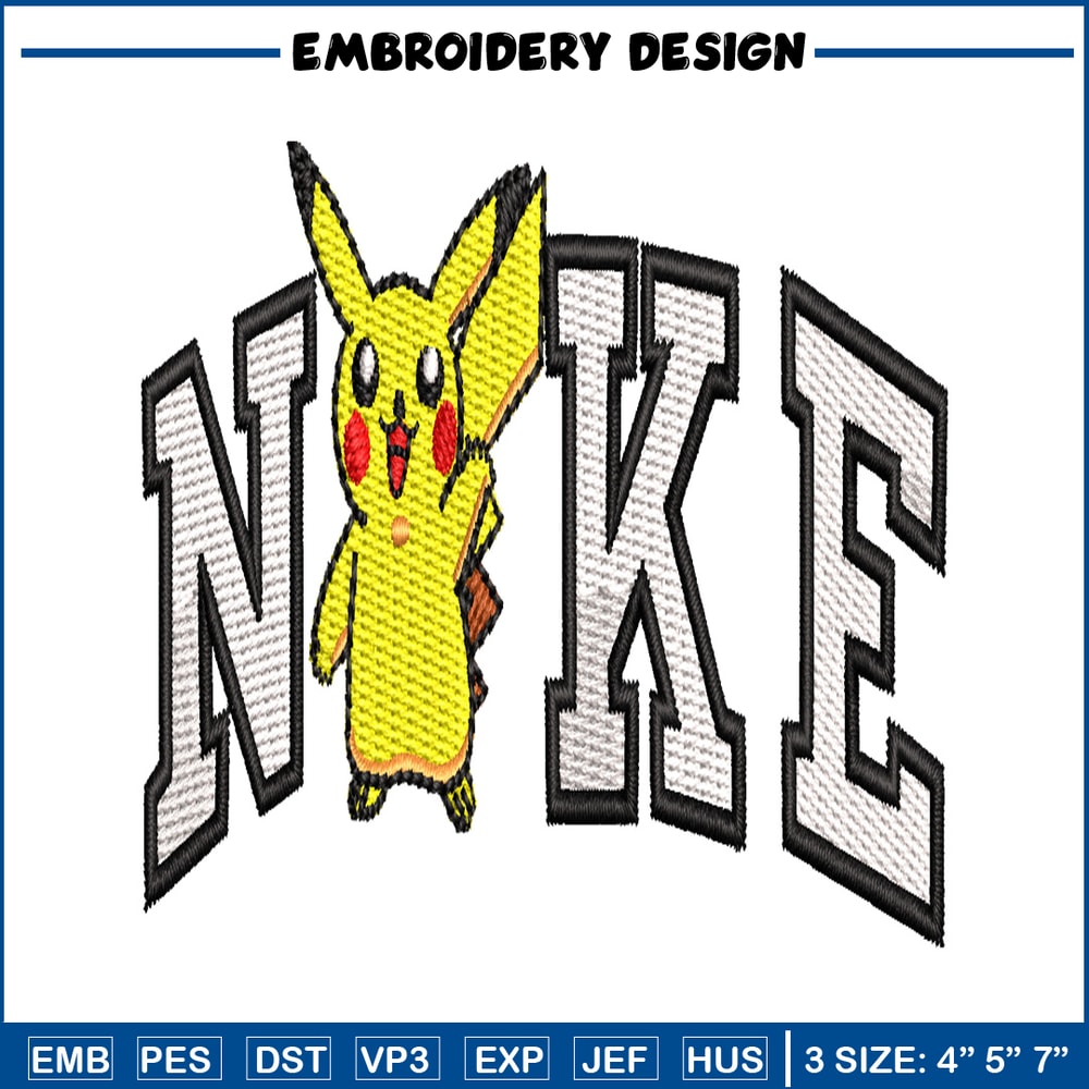 Nike Pikachu embroidery design, Pokemon embroidery, Nike design, embroidery file, anime shirt, Digital download.jpg