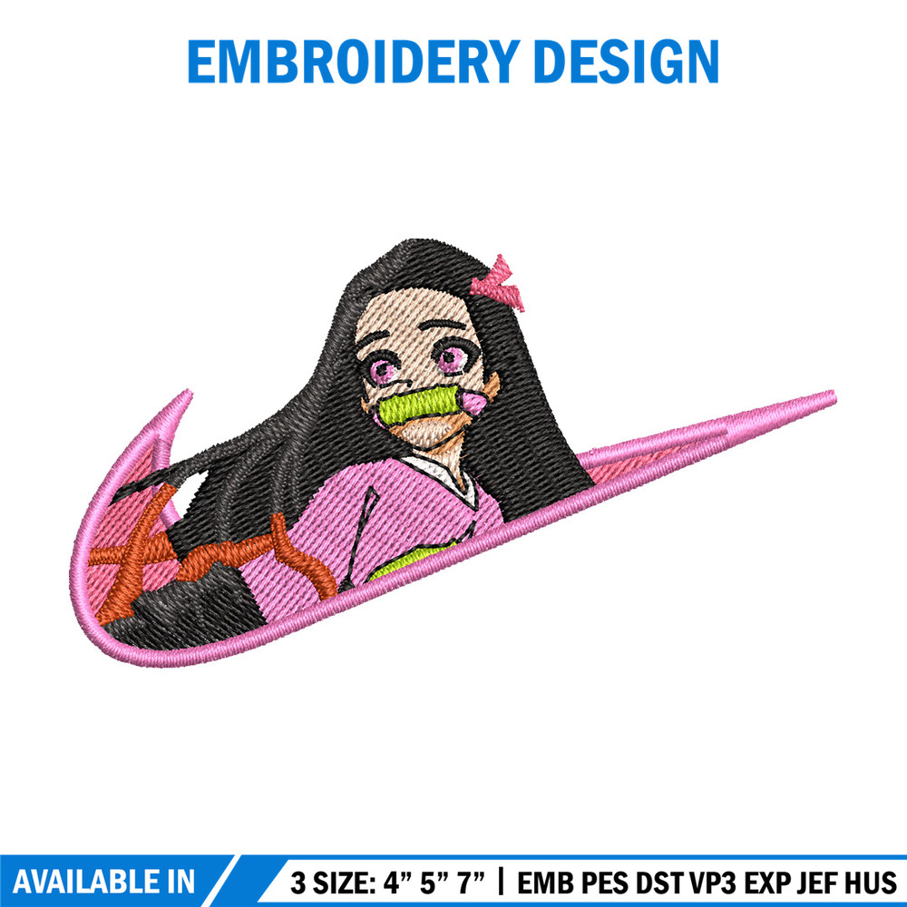 Nezuko cute nike embroidery design, Neuzko embroidery, Anime design, Embroidery shirt, Embroidery file, Digital download.jpg