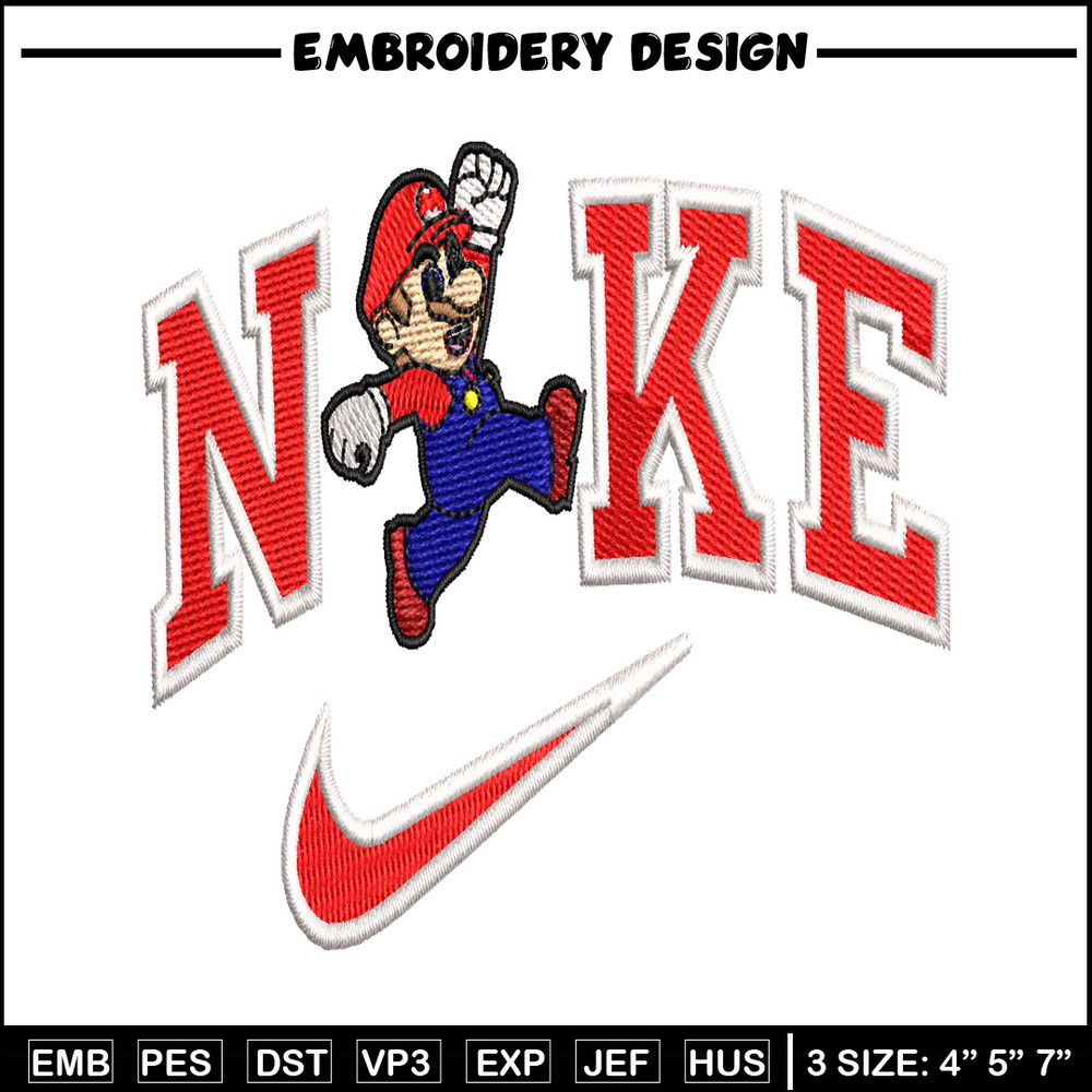 Nike Mario embroidery design, Nike Mario embroidery, Nike design, embroidery file, Logo shirt, Digital download.jpg