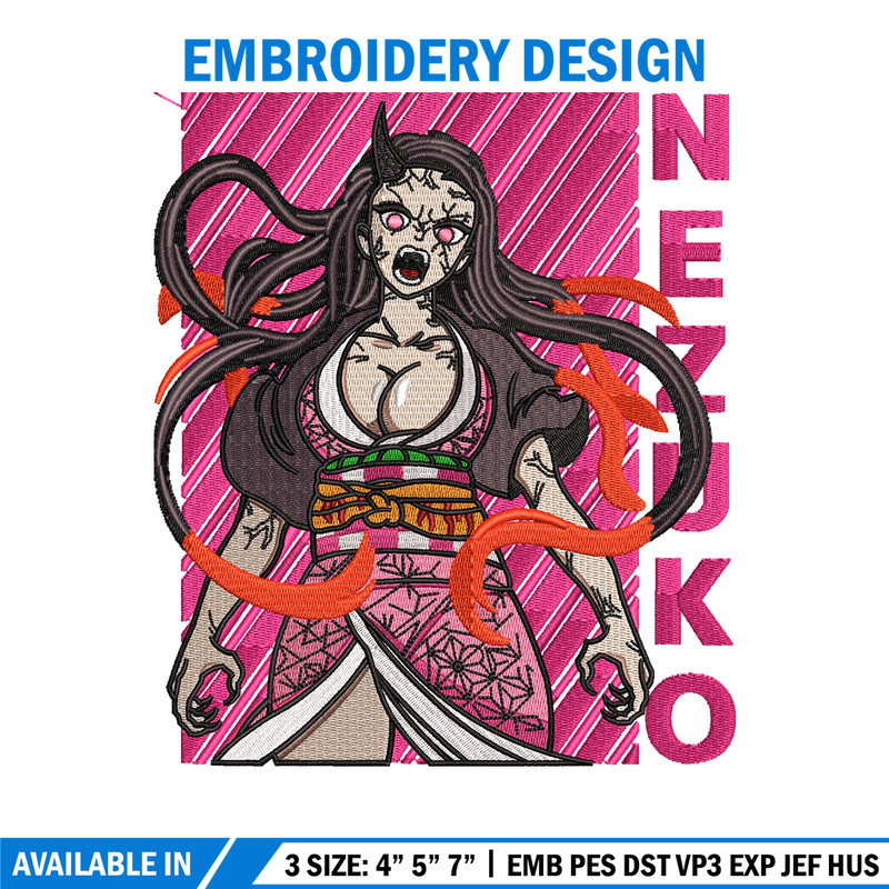 Nezuko demon embroidery design, Nezuko embroidery, Anime design, Embroidery shirt, Embroidery file, Digital download.jpg