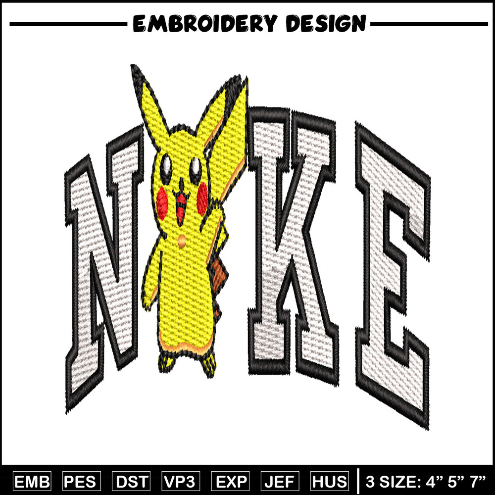 Nike Pikachu embroidery design, Pokemon embroidery, Nike design, embroidery file, anime shirt, Digital download.jpg
