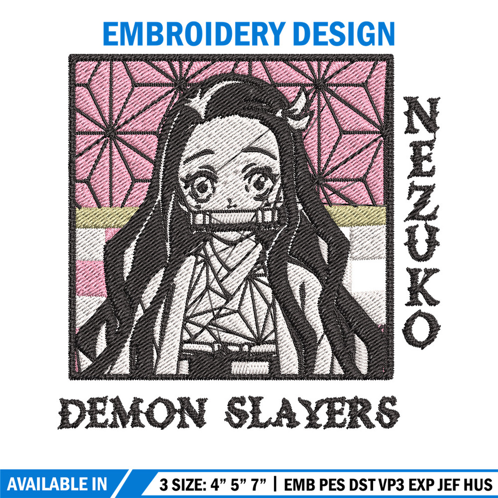 Nezuko frame embroidery design, Nezuko embroidery, Embroidery shirt, Embroidery file, Anime design, Digital download.jpg