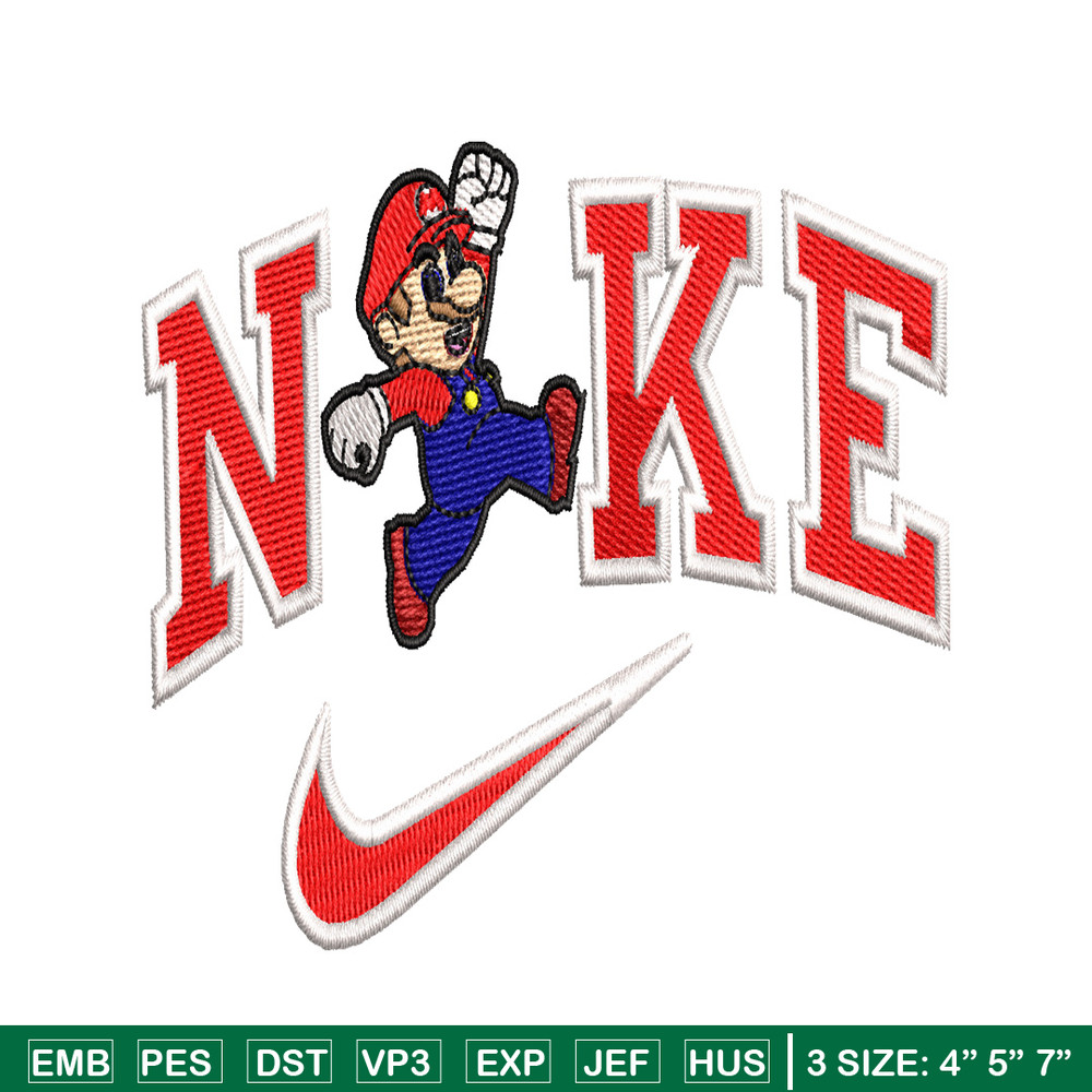 Nike Mario embroidery design, Nike Mario embroidery, Nike design, embroidery file, Logo shirt, Digital download.jpg
