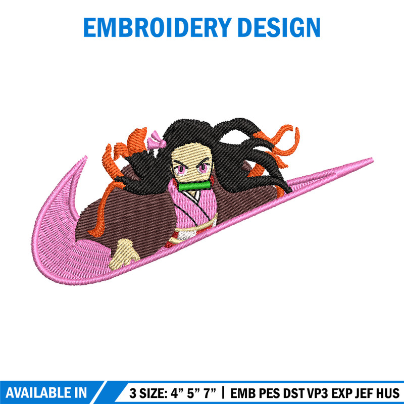 Nezuko kamado Nike embroidery design, Kimetsu no Yaiba embroidery, Nike design, anime design, Digital download.jpg