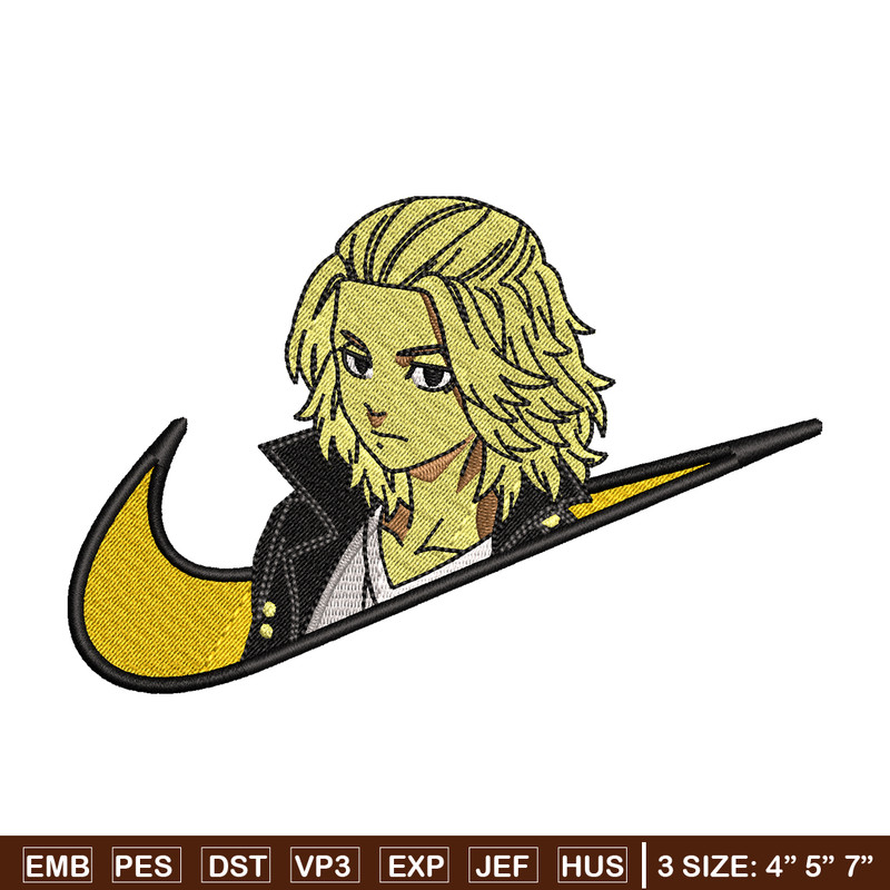 Swoosh Mikey embroidery design, Tokyo Revengers embroidery, Nike design, anime design, anime shirt, Digital download.jpg