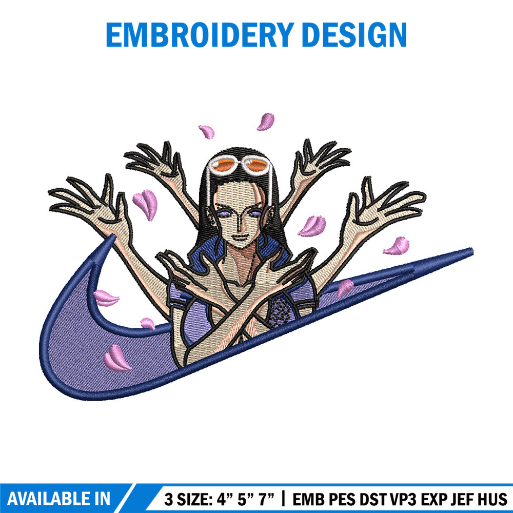 Nico robin embroidery design, One piece embroidery, Nike design, Embroidery shirt, Embroidery file, Digital download.jpg