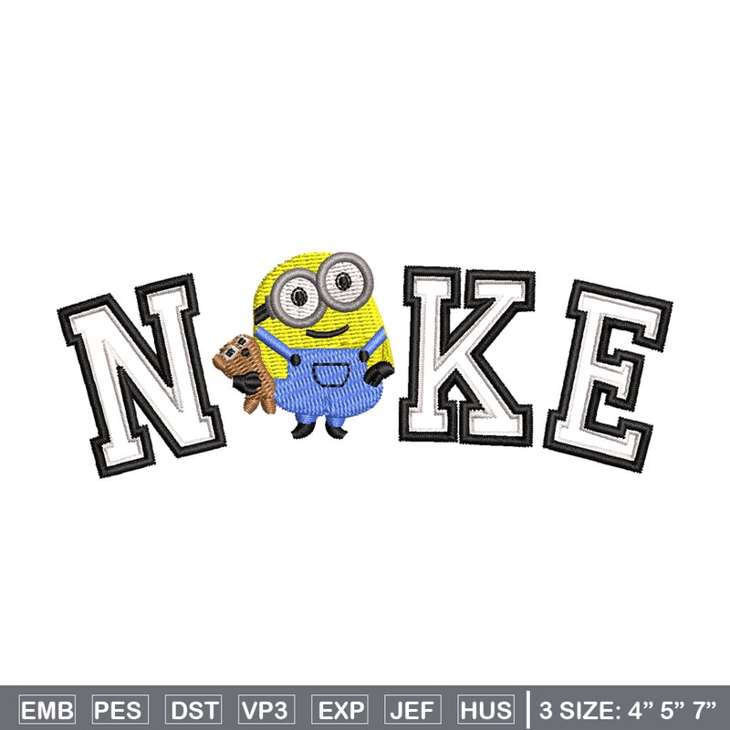 Nike minion embroidery design, Minion embroidery, Nike design, Embroidery shirt, Embroidery file, Digital download.jpg