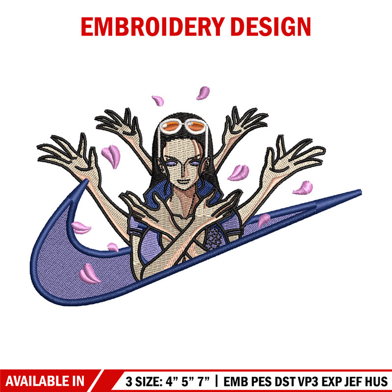 Nico robin embroidery design, One piece embroidery, Nike design, Embroidery shirt, Embroidery file, Digital download.jpg