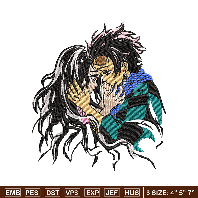 Tanjiro and Nezuko kamado embroidery design, Kimetsu no Yaiba embroidery, anime design, anime shirt, Digital download.jpg