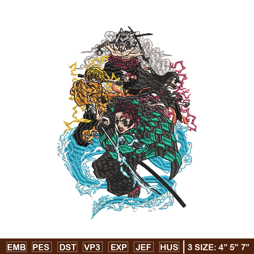 Tanjiro friends embroidery design, Kimetsu no Yaiba embroidery, logo design, anime design, anime shirt, Digital download.jpg