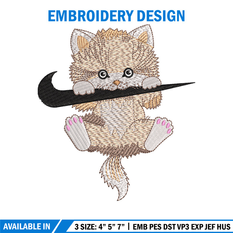 Nike cat cute embroidery design, Cat embroidery, Nike design, Embroidery shirt, Embroidery file, Digital download.jpg
