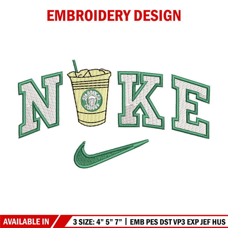 Nike coffee embroidery design, Starbuck embroidery, Nike design, Embroidery shirt, Embroidery file,Digital download.jpg