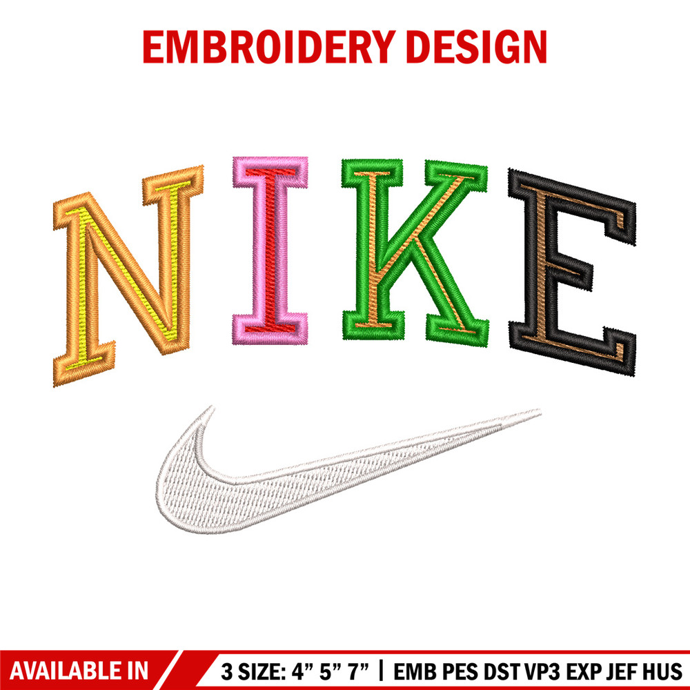 Nike color embroidery design, Nike embroidery, Nike design, Embroidery shirt, Embroidery file, Digital download.jpg