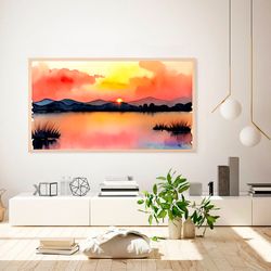 Samsung frame tv art Abstract Sunset TV wall art Abstract modern paint wall art Digital Art