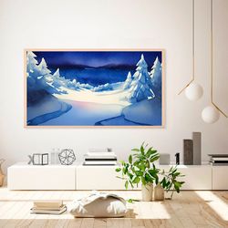 Samsung frame tv art Abstract Winter TV wall art Abstract modern paint wall art Digital Art