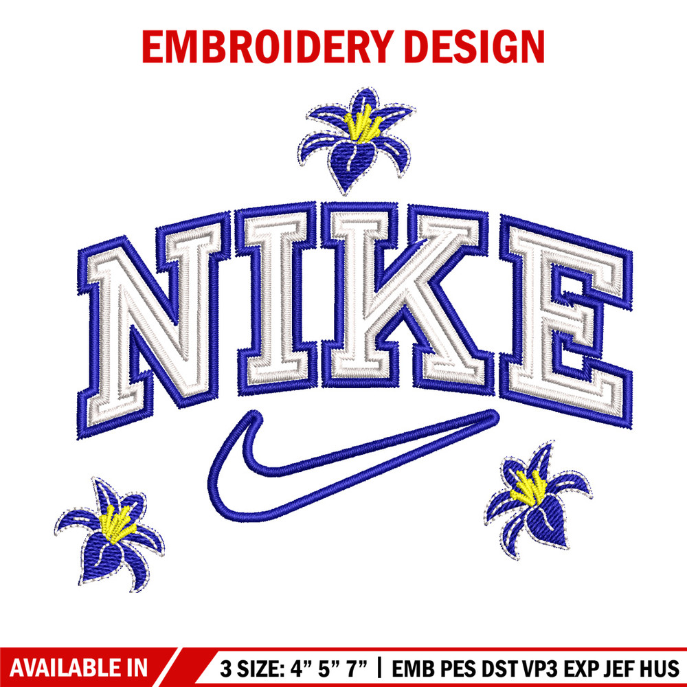 Nike flower embroidery design, Flower embroidery, Nike design, Embroidery shirt, Embroidery file, Digital download.jpg