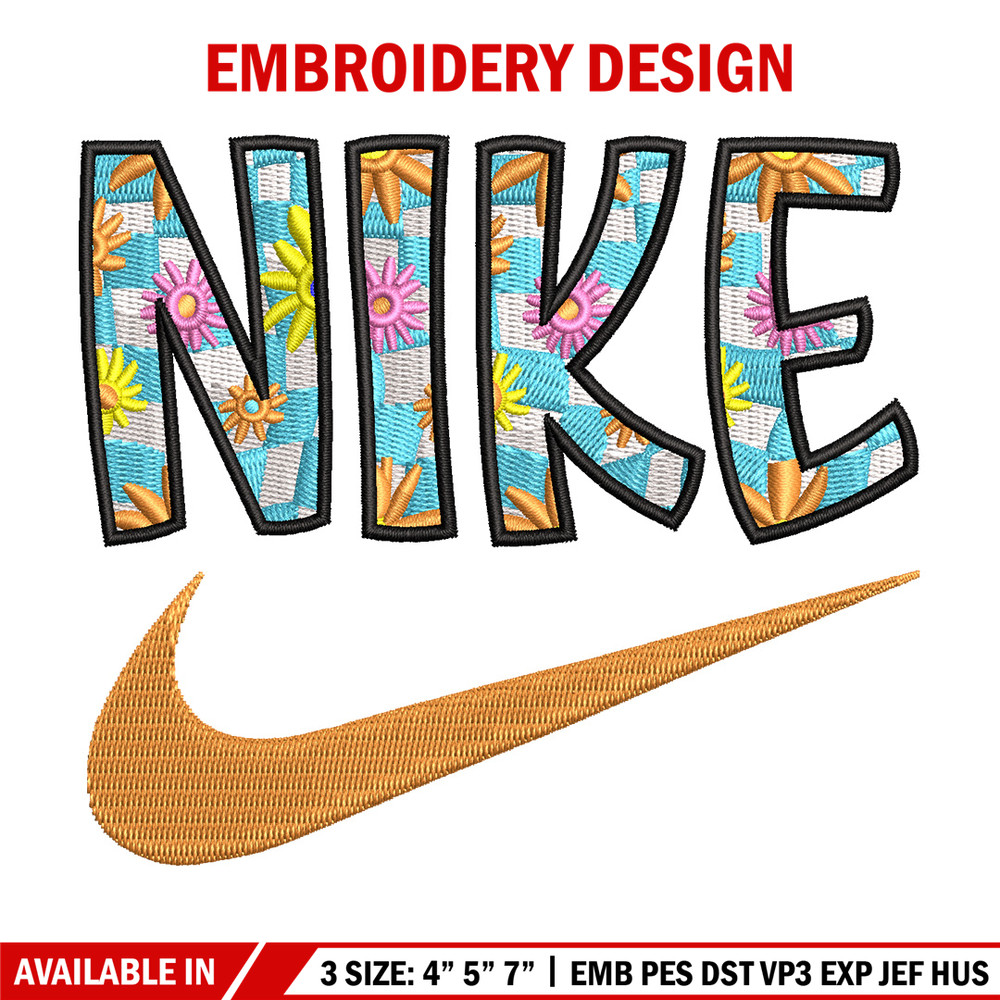 Nike flower embroidery design, Flower embroidery, Nike design, Embroidery shirt, Embroidery file,Digital download.jpg