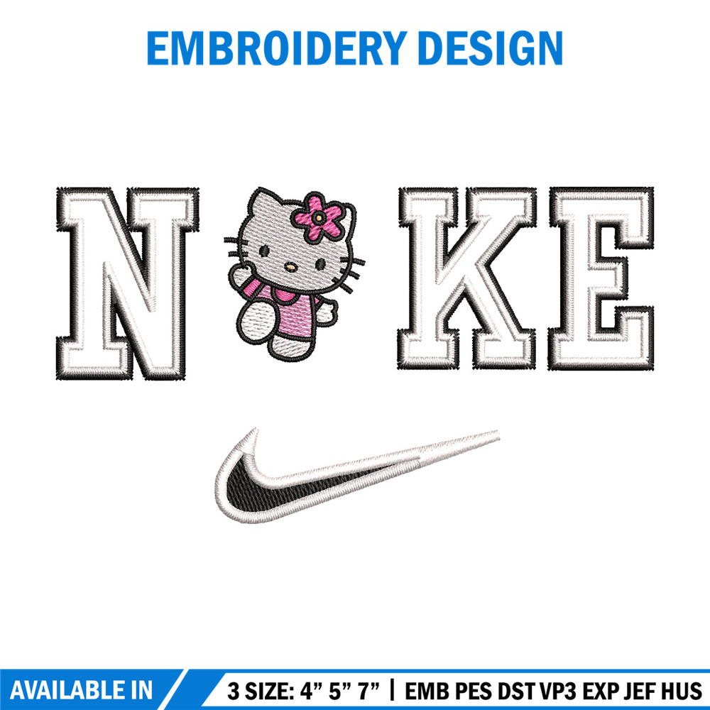 Nike kitty embroidery design, Hello kitty embroidery, Emb design, Embroidery shirt, Embroidery file, Digital download.jpg