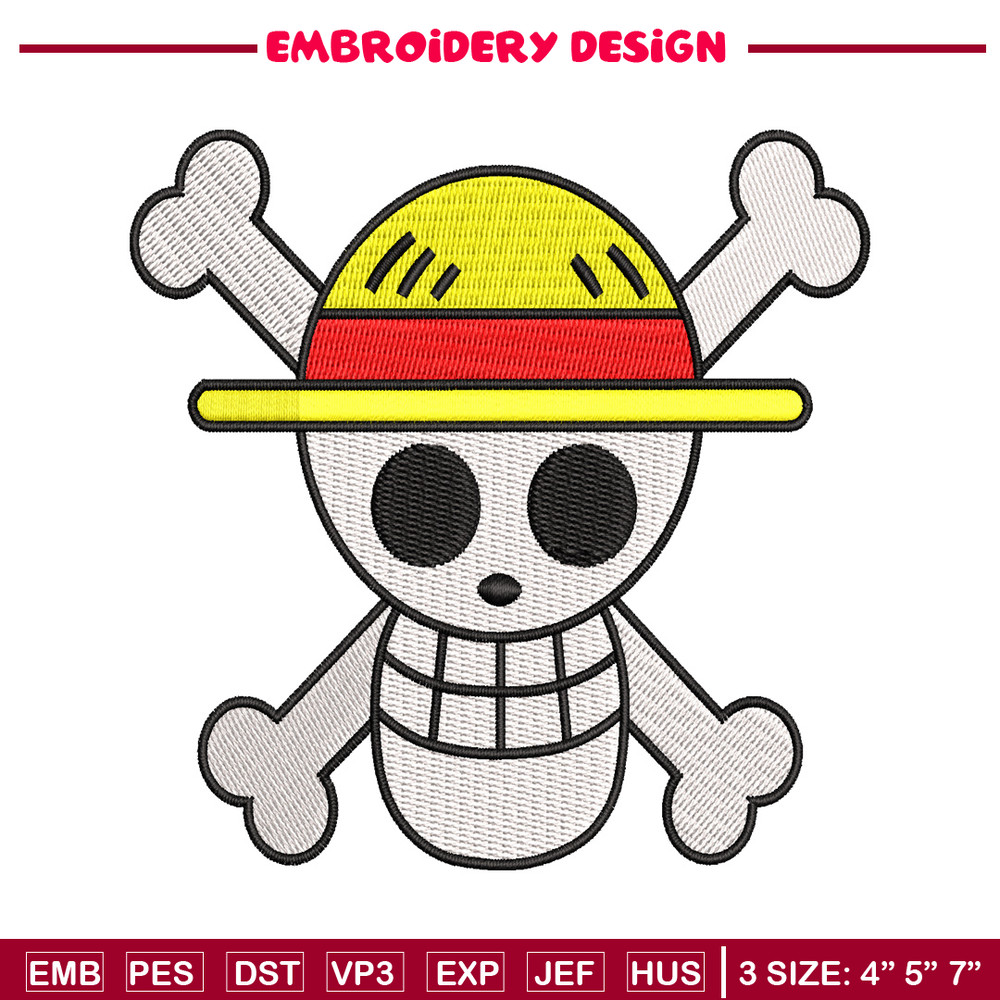 One piece Luffy Logo embroidery design, One piece embroidery, anime design, embroidery file, Digital download..jpg