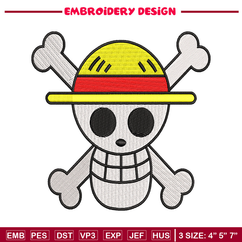 One piece Luffy Logo embroidery design, One piece embroidery, anime design, embroidery file, Digital download..jpg