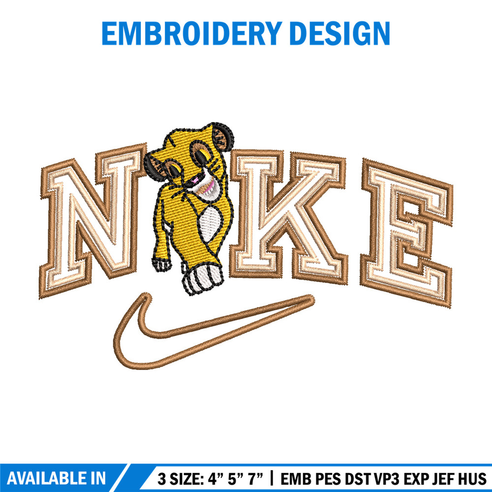 Nike lion child embroidery design, Lion king embroidery,Nike design, Embroidery shirt, Embroidery file, Digital download.jpg