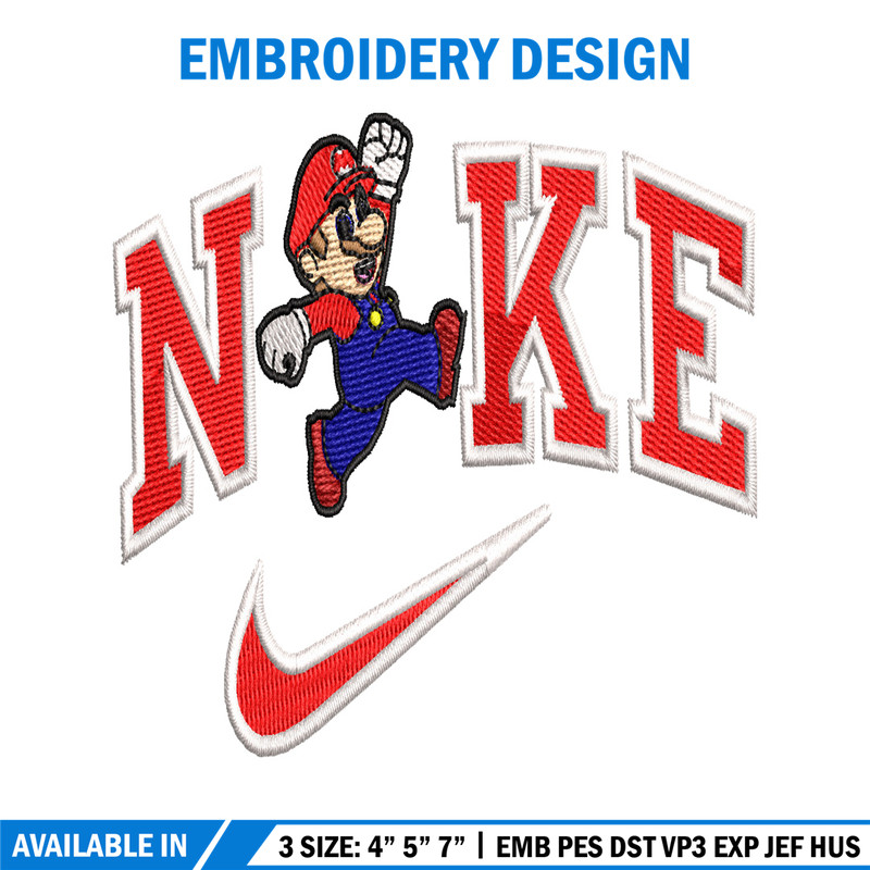 Nike Mario embroidery design, Nike Mario embroidery, Nike design, embroidery file, Logo shirt, Digital download.jpg