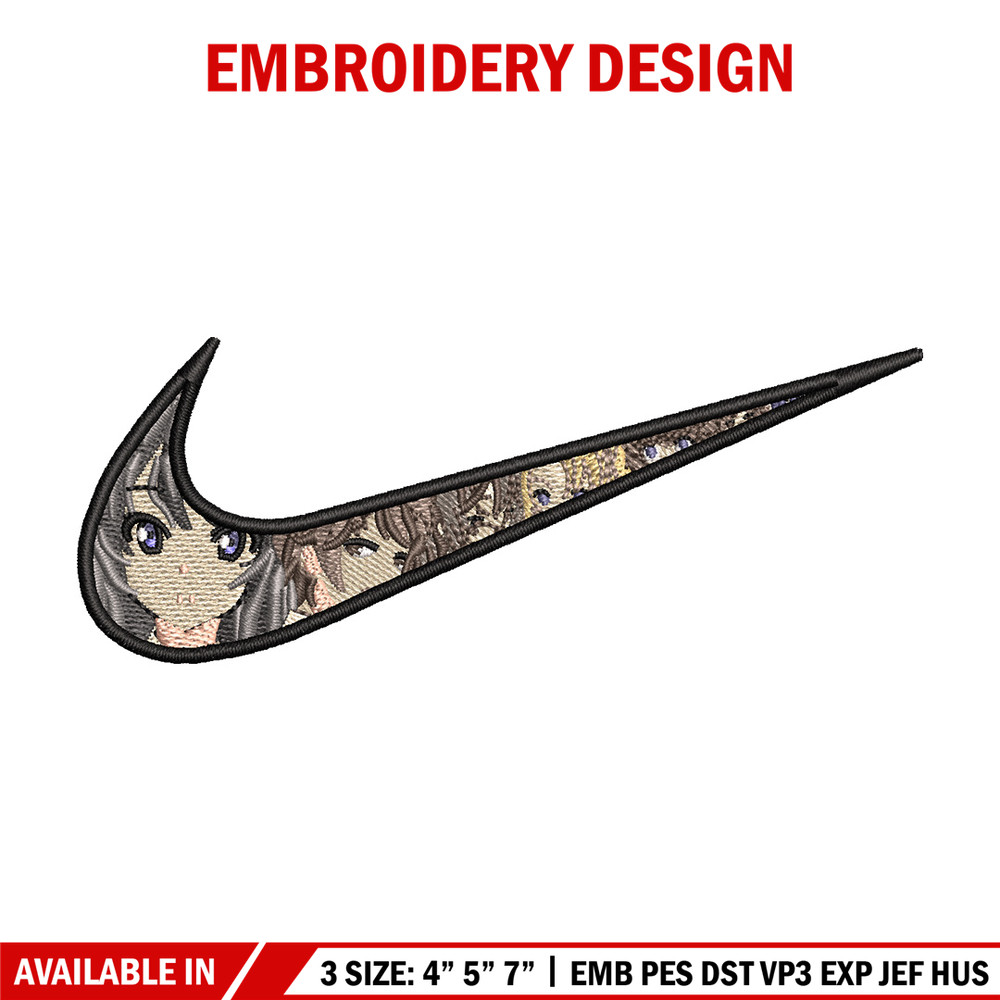 Nike mai embroidery design, Seishun Buta embroidery, Nike design,Embroidery file,Embroidery shirt,Digital download.jpg