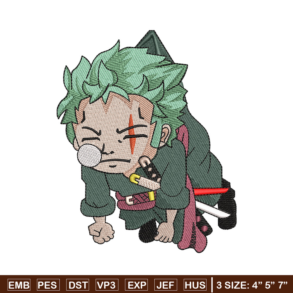 Zoro chibi embroidery design, one piece embroidery, Anime design, Embroidery file, Anime shirt, Digital download..jpg