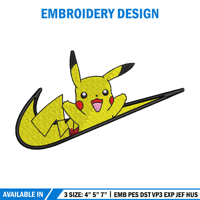 Nike Pikachu embroidery design, Pokemon embroidery, Nike design, anime design, anime shirt, Digital download.jpg