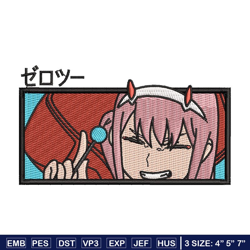 Zero Two embroidery design, Zero Two embroidery, anime design, embroidery file, anime shirt, Digital download.jpg
