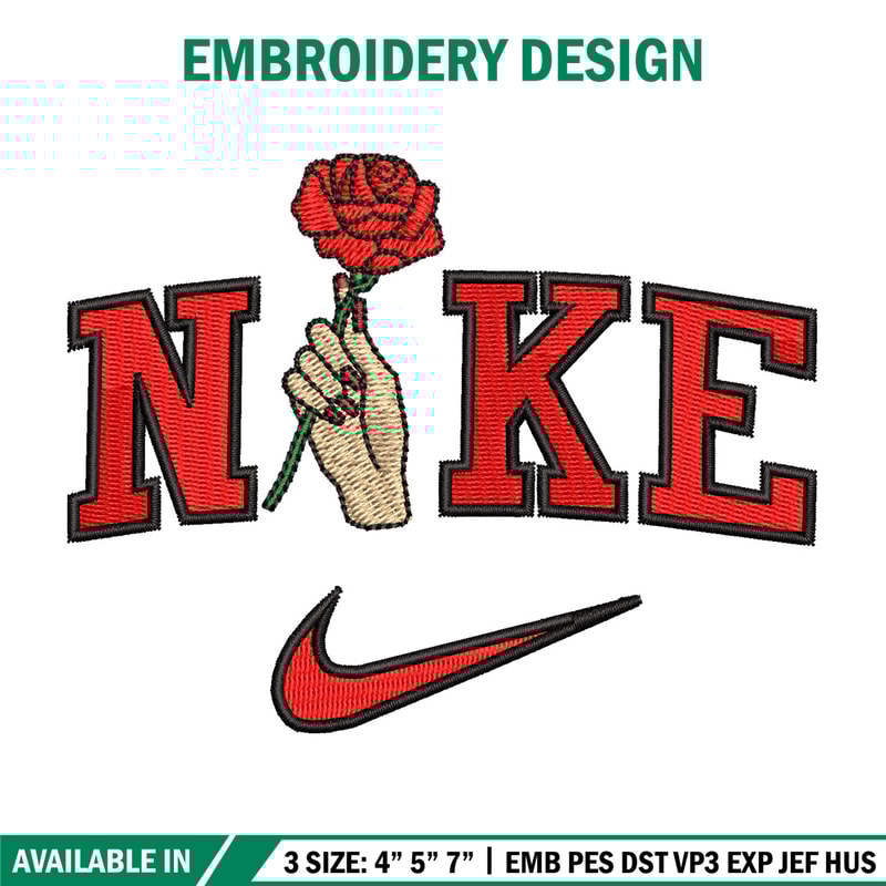 Nike red rose embroidery design, Nike embroidery, Embroidery file, Embroidery shirt, Emb design, Digital download.jpg