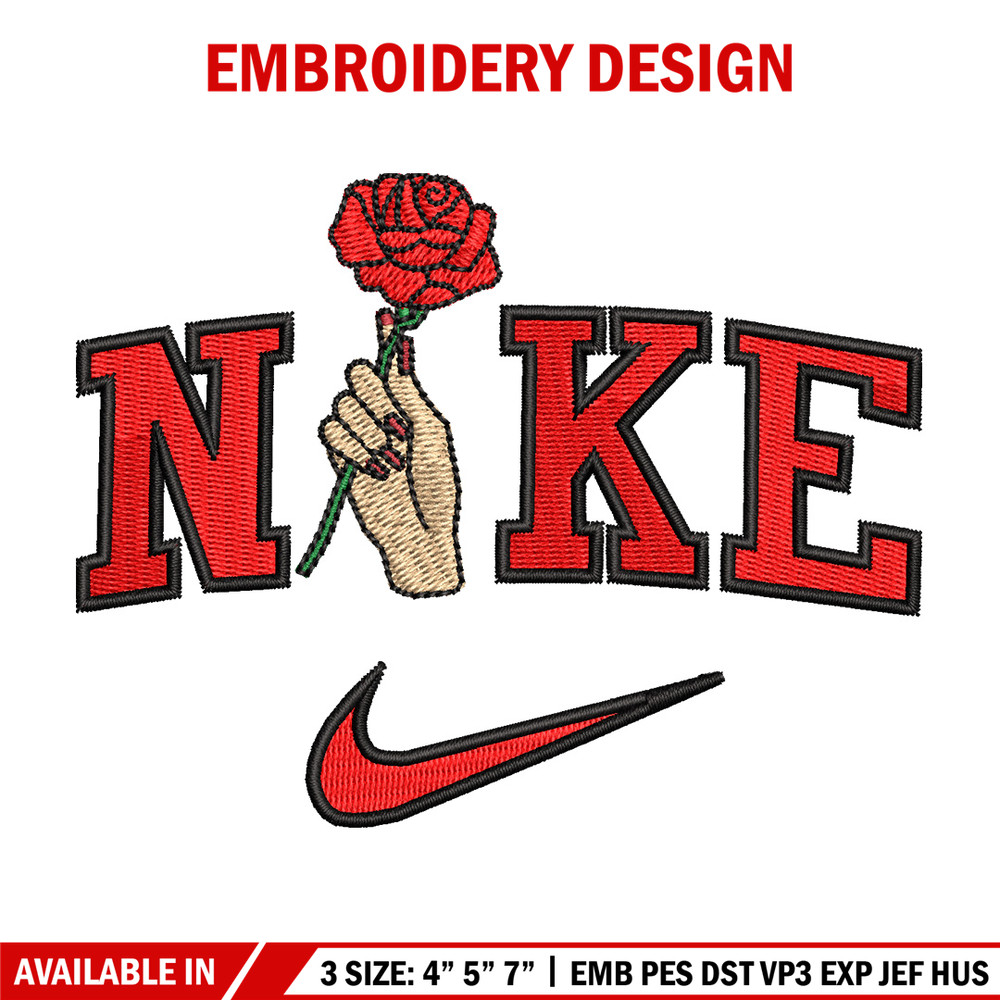 Nike red rose embroidery design, Nike embroidery, Embroidery file, Embroidery shirt, Emb design, Digital download.jpg
