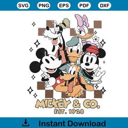 retro vintage disney mickey and co est 1928 svg cricut file