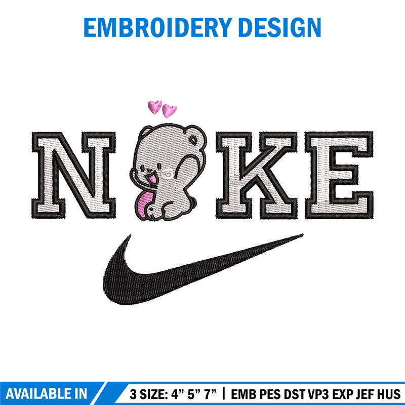 Nike x bear cute embroidery design, Bear embroidery, Nike design, Embroidery shirt, Embroidery file, Digital download.jpg