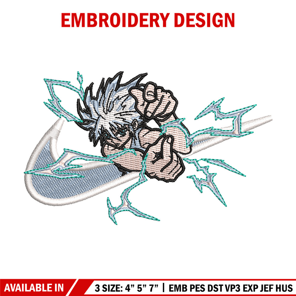 Nike x Killua embroidery design, Hunter x hunter embroidery, Nike design, anime design, anime shirt, Digital download.jpg