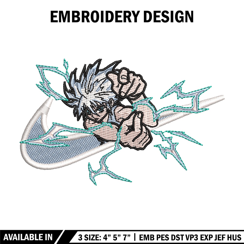Nike x Killua embroidery design, Hunter x hunter embroidery, Nike design, anime design, anime shirt, Digital download.jpg