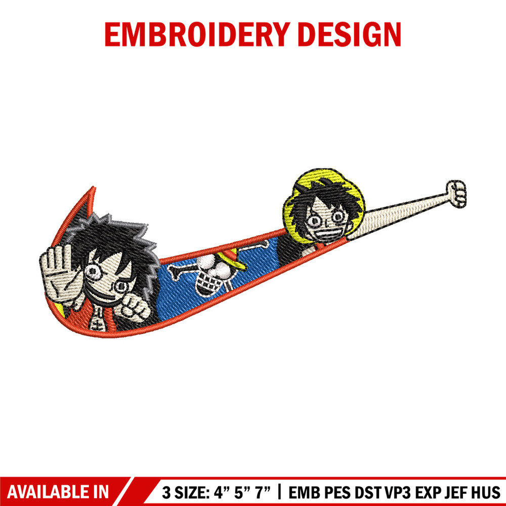 Nike x luffy embroidery design, One piece embroidery, Nike design, Embroidery shirt, Embroidery file, Digital download.jpg