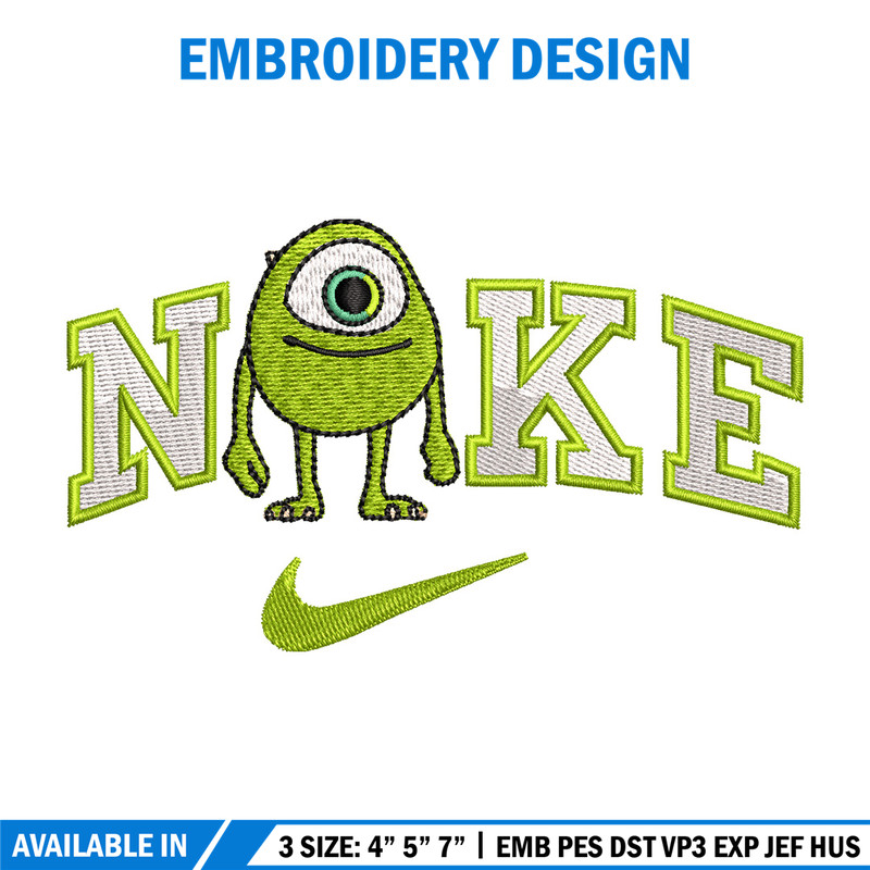 Nike x mike embroidery design, Disney monster embroidery, Nike design,Embroidery file,Embroidery shirt,Digital download.jpg