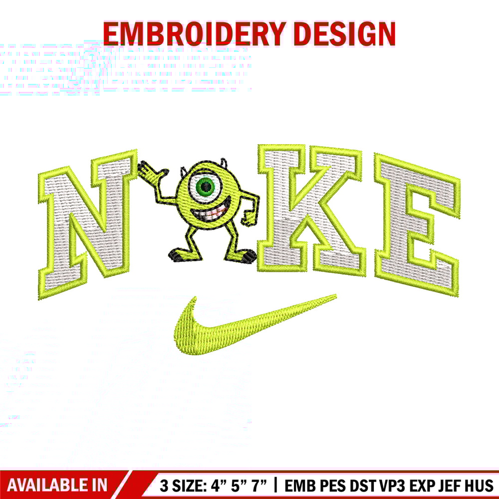 Nike x mike embroidery design, Disney embroidery, Nike design, Embroidery shirt, Embroidery file, Digital download.jpg