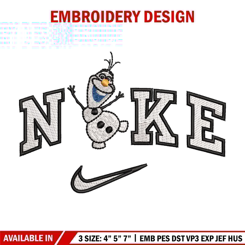 Nike x olaf embroidery design, Disney embroidery, Nike design, Embroidery shirt, Embroidery file, Digital download.jpg