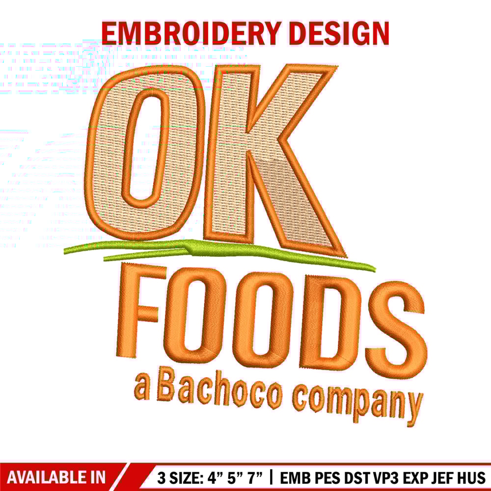 OK Foods embroidery design, OK Foods logo embroidery, logo design, embroidery file, logo shirt, Digital download..jpg