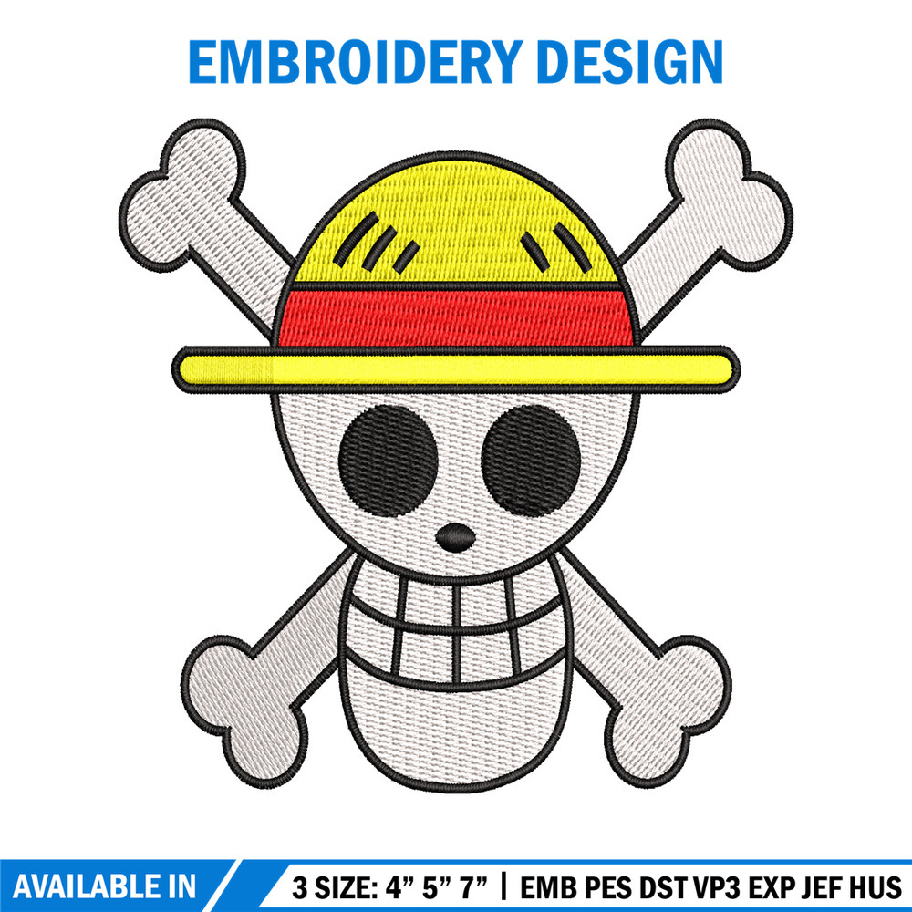 One piece Luffy Logo embroidery design, One piece embroidery, anime design, embroidery file, Digital download..jpg