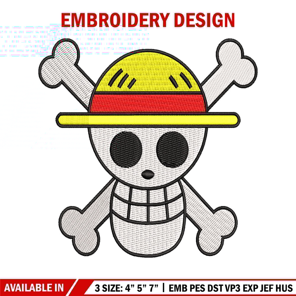 One piece Luffy Logo embroidery design, One piece embroidery, anime design, embroidery file, Digital download..jpg